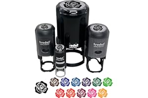 SNIGGLE SLOTH Rose Flower Solid Self-Inking Rubber Stamp Ink Stamper for Stamping Crafting Planners - 1/2 Inch Mini - Black Ink
