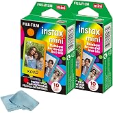 Fujifilm Instax Mini Instant Rainbow Film, 20 Sheets + BluebirdSales Mircrofiber Cleaning Cloth