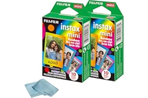 Fujifilm Instax Mini Instant Rainbow Film, 20 Sheets + BluebirdSales Microfiber Cleaning Cloth