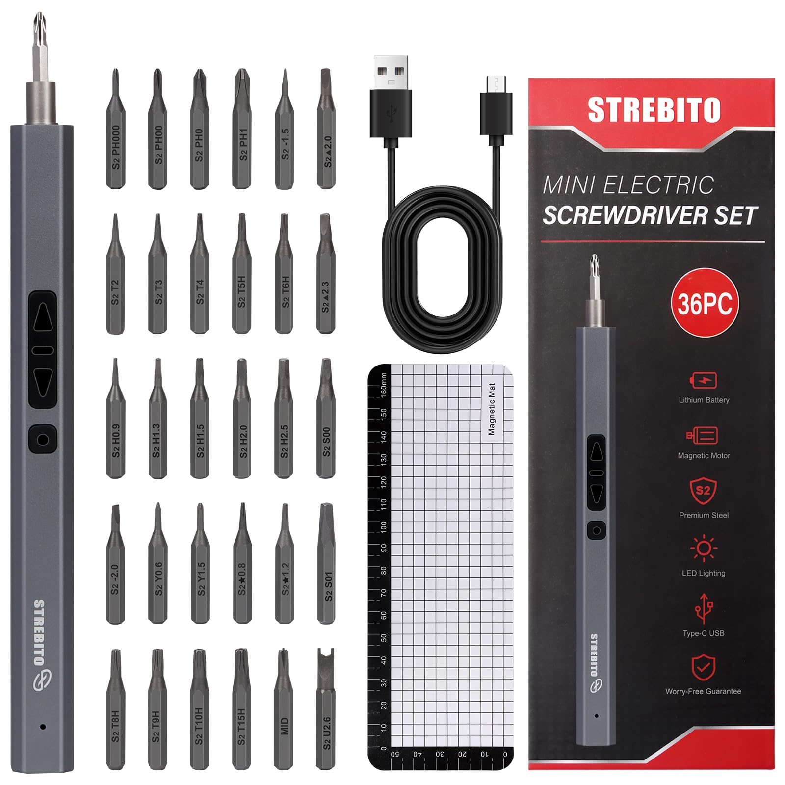 STREBITO Mini Electric Screwdriver Set, 36 in 1