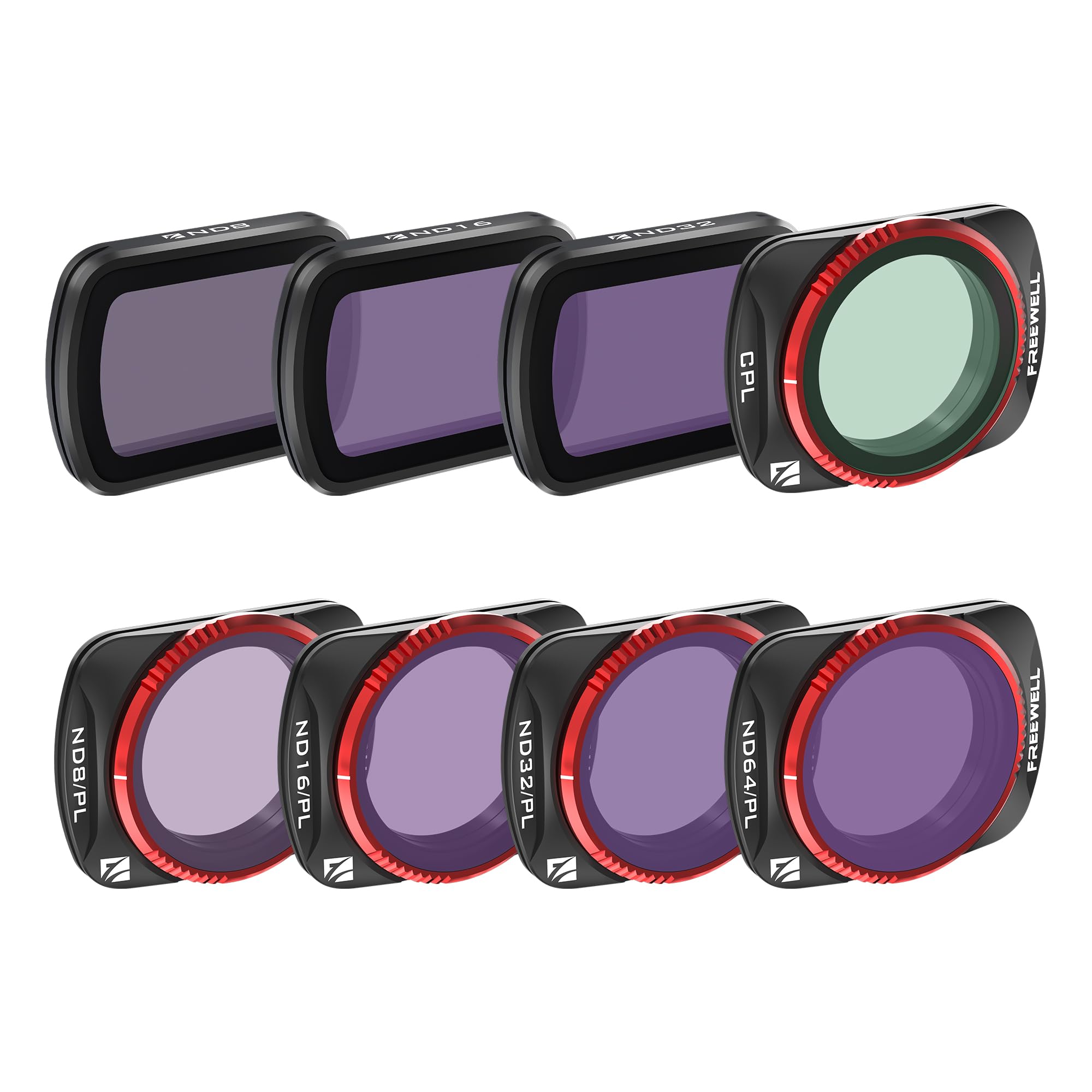 Freewell 8Pack All Day QuickSwap ND/PL, ND, CPL Filter Kit for Osmo Pocket 4/3: Enhance Your Shots with Easy Magnetic Installation, Color Precision, and Gimbal Compatibility