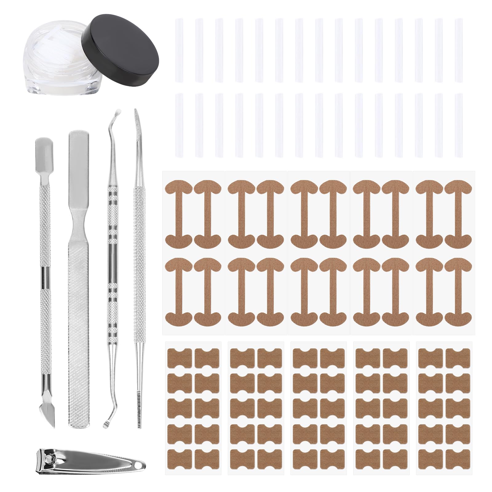Photo 1 of 105pcs Ingrown Toenail Corrector Kit, Toenail Correction Strips Patches Pads with Nail Clipper File Gap Toe Nail Filler Removal Remover for Men Women