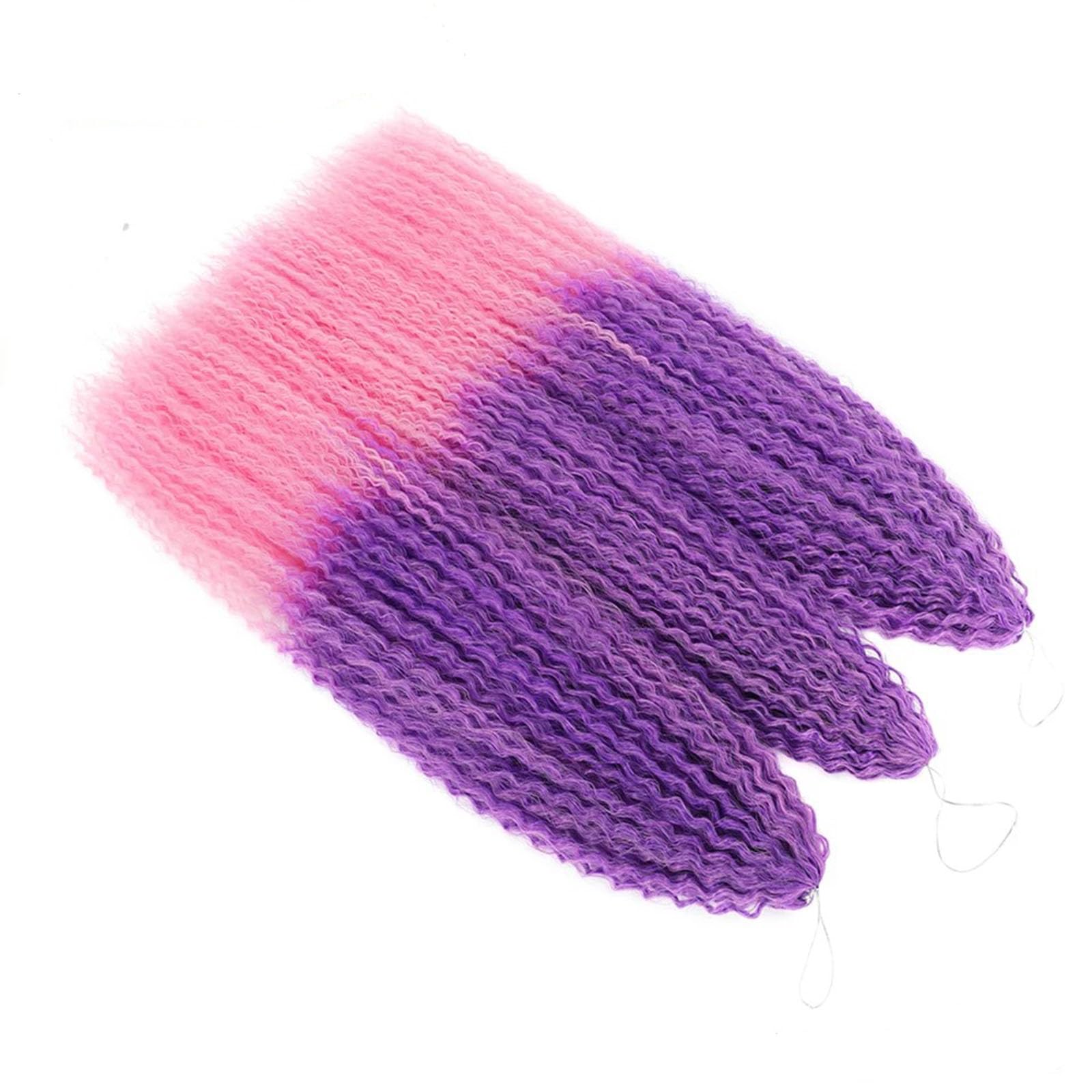 Aiokrtse Brazilian Braids Curly Crochet Hair Brazilian Curly Synthetic Braiding Hair Extensions Boho Braids Wavy Synthetic Crochet Hair 28 inches Pack of 5(Total 600 Grams Purple Pink Colour)