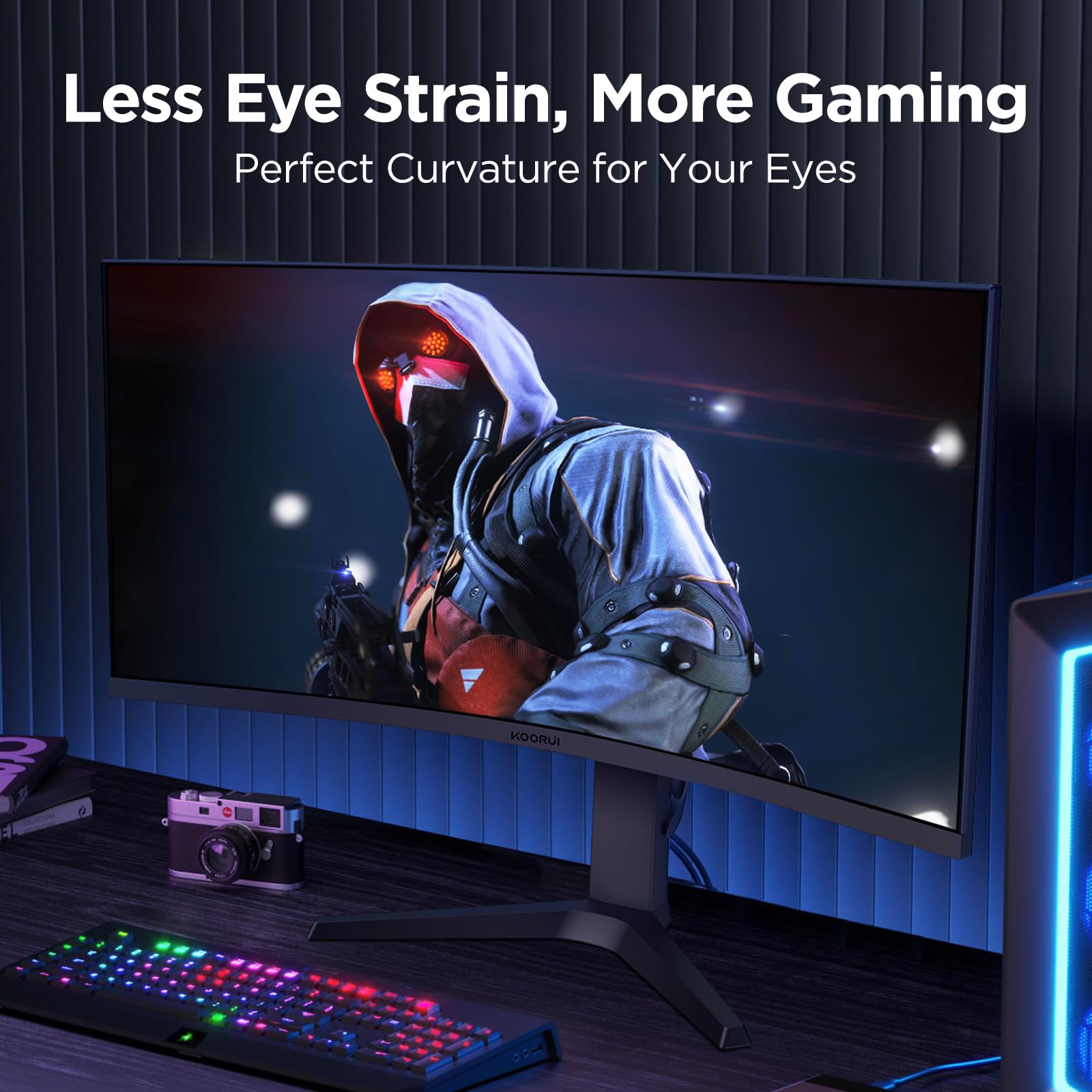 KOORUI 34E6UC 34 Zoll Ultrawide Curved Gaming Monitor, PC Bildschirm 200Hz, 1MS HDR 400, 1000R, UWQHD 3440x1440, Adaptive Sync, 2xHDMI & Display Port, VESA 75x75mm, DCI-P3 90% Höhenverstellbar 7