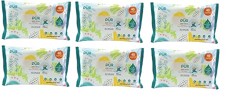 PUR Baby Wet Wipes (White, 240 Pieces)- Pack of 6