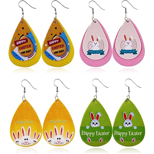 Cute Bunny Easter Earrings For Women - Peeps & Egg Basket Dangle Earrings, Spring Holiday Jewelry - View #8