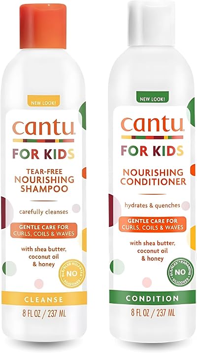 Cantu Kids Tear-Free Nourishing Shampoo & Conditioner 8oz Duo Set w EOS Lotion