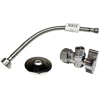 VINTEX Toilet Connector Plumbing Kit – 12-Inch Stainless Steel Hose, Angle Shut-Off Valve & Escutcheon Plate