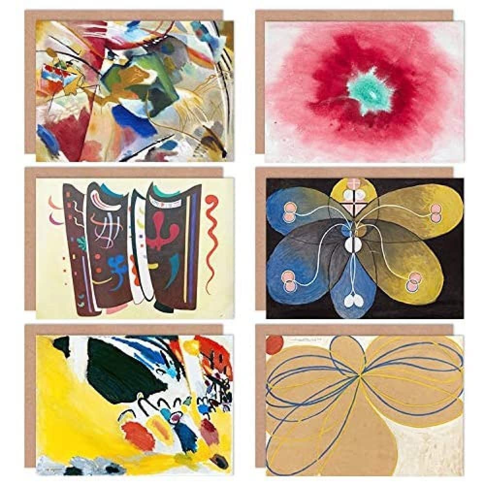 Artery8 Hilma Af Klint Kandinsky Colourful Abstract Mixed Fine Art Greeting Card Pack of 6