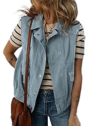 Dokotoo Vests for Women Lapel Button-down Pockets