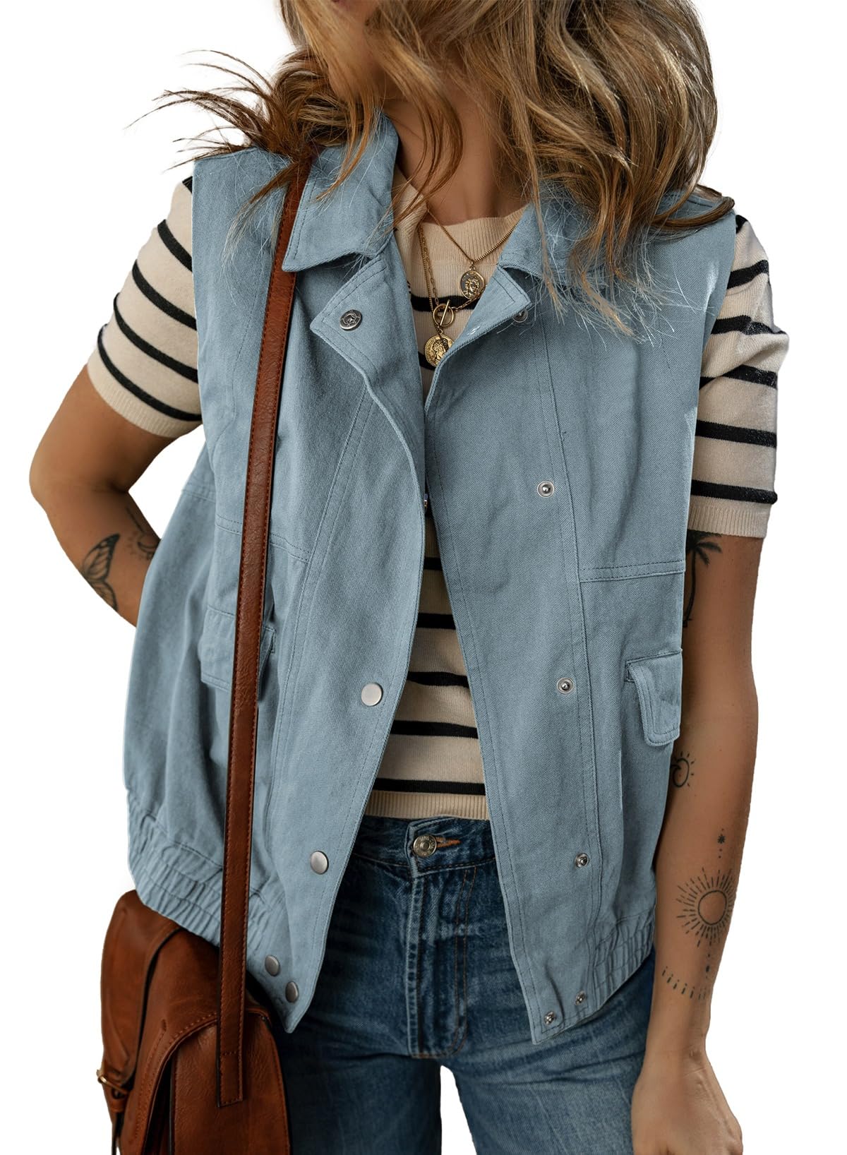Dokotoo Vests for Women Lapel Button-down Pockets
