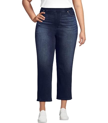 Lands' End Women's Lightweight Denim High Rise Relaxed Straight