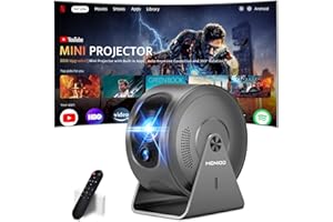 [Built-in Apps & Auto Focus] Mini Projector 4K 1080P 2026 Upgraded Auto Keystone 360° Rotatable Projector Portable, with WiFi