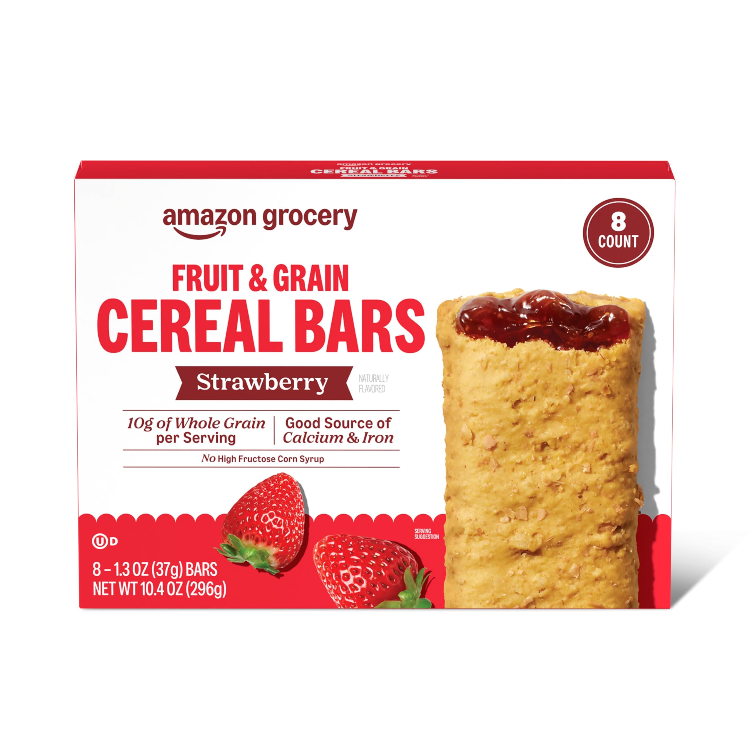 Photo 1 of Amazon Grocery, Fruit & Grain Cereal Bars, Strawberry, 10.4 Oz, 8 Ct (Previously Happy Belly, Packaging May Vary)