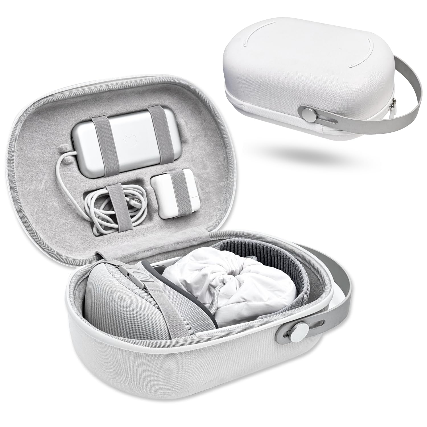 Macally Case for Apple Vision Pro - Protection That Travels With You - Lens Protector, Accessory Pouch, AirTag Slot, and Carry Handle – Protective Apple Vision Pro Accessories