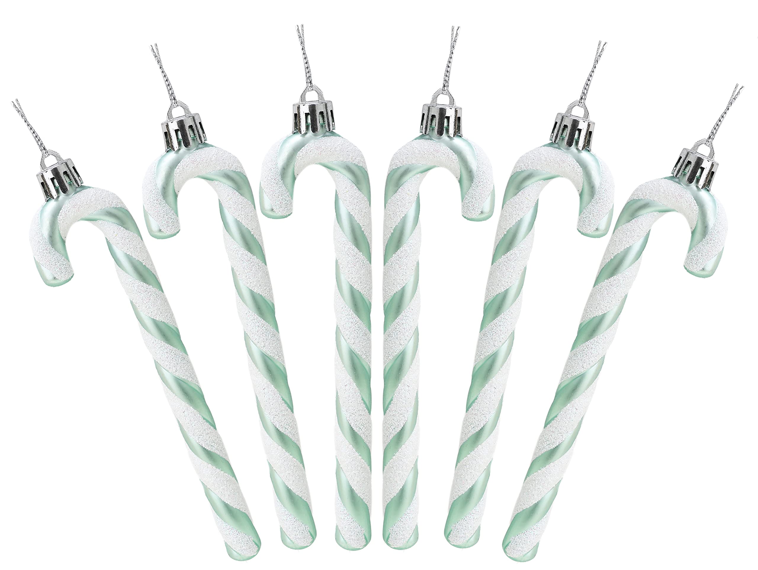 Christmas Concepts® Pack Of 6-13cm Glitter Candy Cane Christmas Tree Decorations (Mint Green)