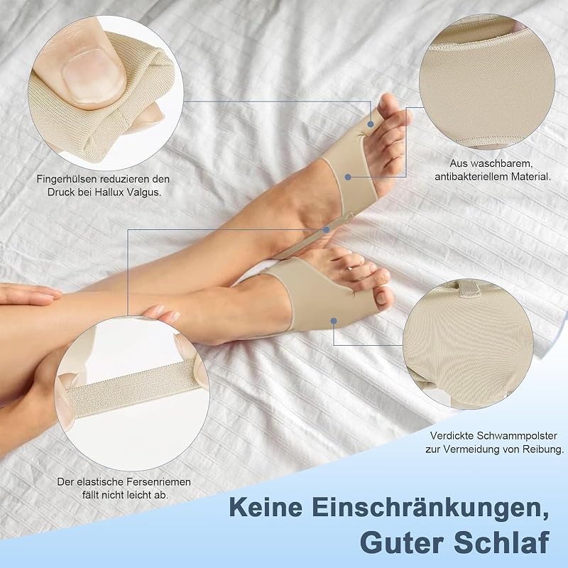 Chaussettes séparateurs d'orteils avec coussinets en gel doux – 2 pièces, respirantes et confortables pour l'avant-pied et les doigts, unisexe, taille 35-45, couleur chair