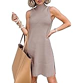Chang Yun Women's Sleeveless Turtleneck Sweater Dresses 2025 Casual Knit Pullover Sweaters Dressy Bodycon Tank Mini Dress