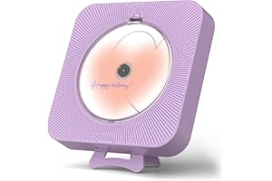 Yintiny Cute Purple CD Player with Bluetooth 5.0, Rechargeable Music Player for Home Decor, Portable Lovely Music Player, Remote Control, Support AUX in Cable&USB