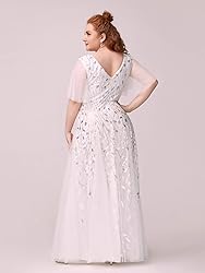Ever-Pretty Womens Plus Size V-Neck Sequin