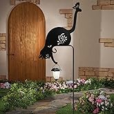 Hokfirm Cat Solar Lights Outdoor Garden, Black Cat Garden Statue,Black Cats Outdoor Decorations with Solar Lantern