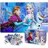 NEILDEN Disney Frozen Puzzles in a Metal Box 60 Piece for Ages 4-8 Jigsaw Puzzle for Girls and Boys Great Gifts for Children