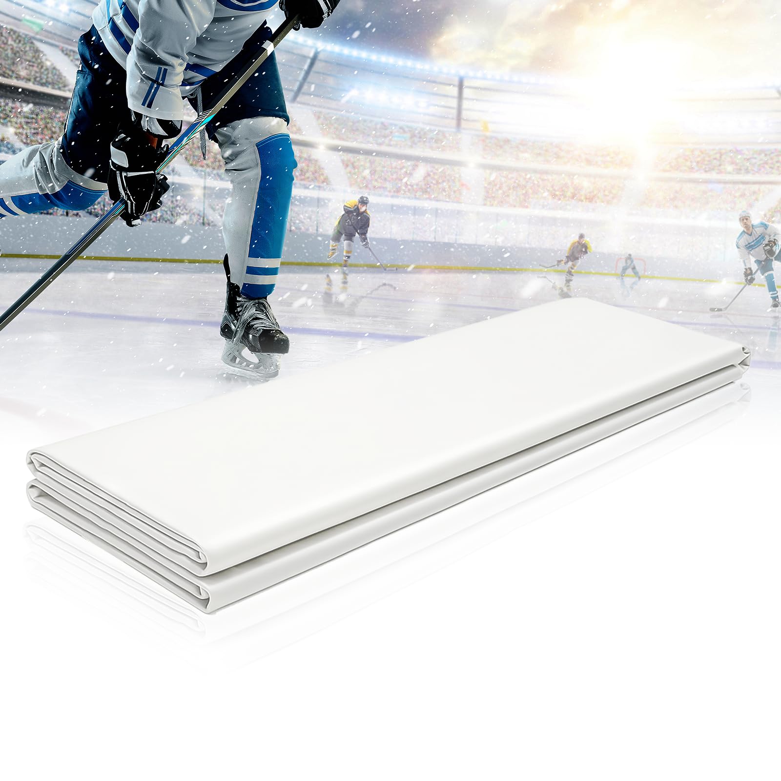 Photo 1 of DRKSBESTO White 7 Mil Ice Rink Liner -Backyard Ice Rink Kit Liner- Outdoor Ice Rink Liner DIY Backyard Rink Tarp for at Home Hockey Practice & Ice Skating Training