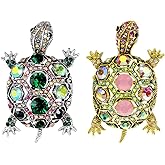 Opexicos 2Pcs Vintage Rhinestone Turtle Brooch for Men Stylish Animal Pin for Any Occasion