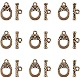 Pandahall 20 Sets Tibetan Alloy Oval Toggle Clasp Antique Bronze T-Bar Clasp Closure for Bracelet Jewelry Making