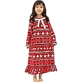 610 YOU Girls Flannel Nightgown,Winter Warm Fleece Pajamas Dresses for Girls, Long Sleepwear with Long Sleeve, Size 2T-14