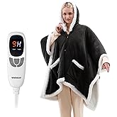 VOLISUN Wearable Heated Throw Blanket Electric Shawl,Heated Wrap Poncho Robes Hoodie for Adult,Birthday Christmas Gifts for Mom Women Grandma,9 Heating Levels & 1-10 Hours Time Settings,Grey