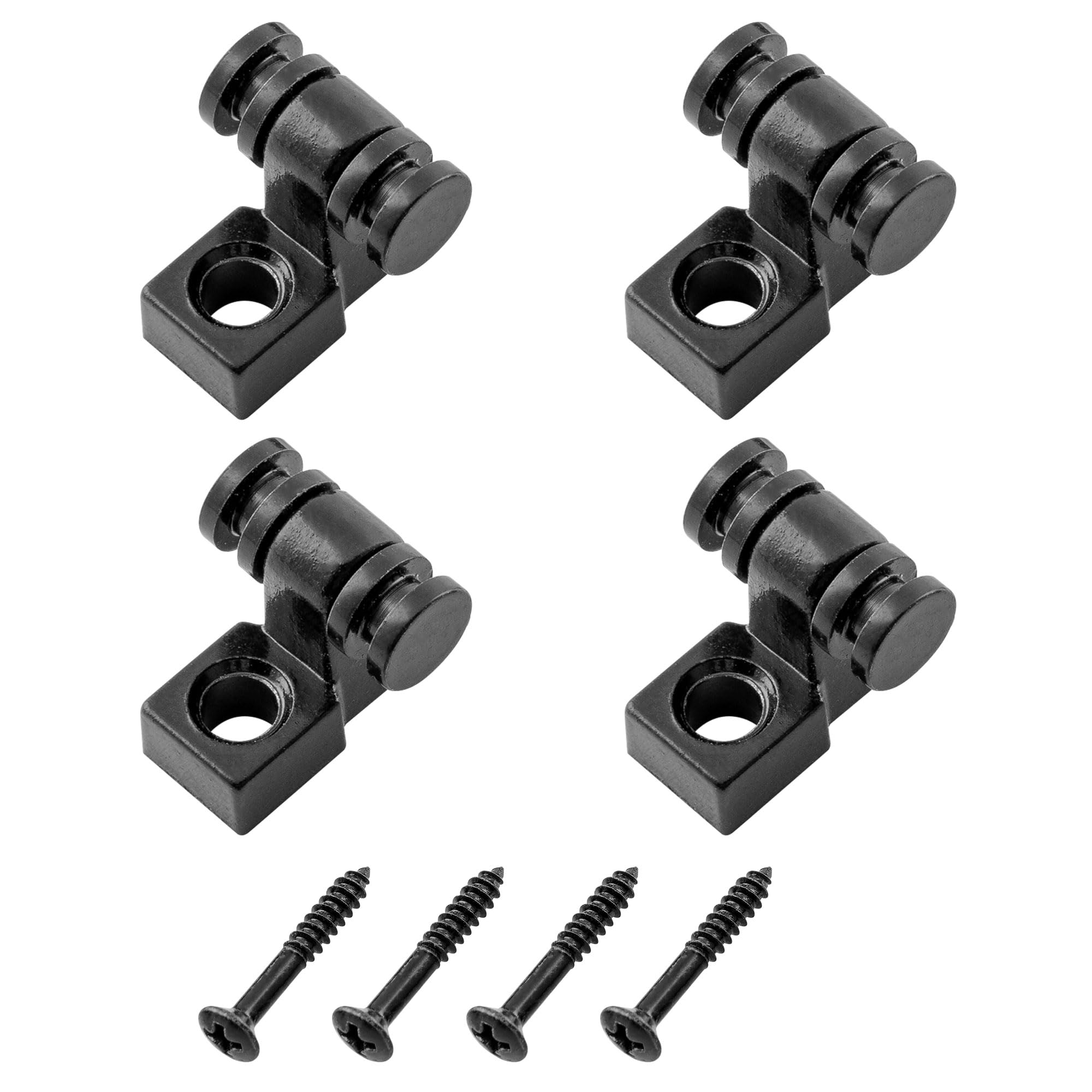 Musiclily Vintage Roller String Guides Trees Retainers for Fender Strat Stratocaster Tele Telecaster Electric Guitar, Black(4 Pieces)