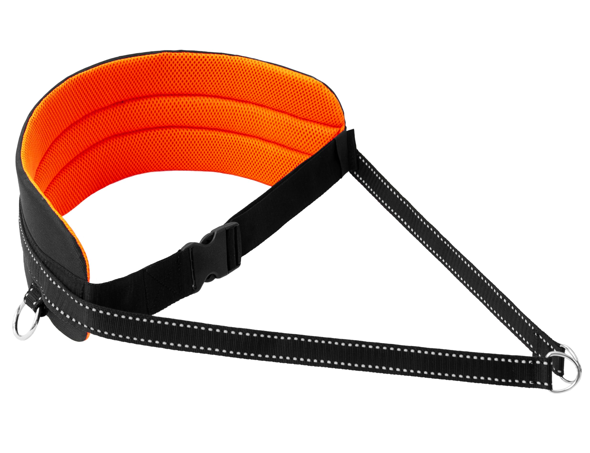 LASALINE Belly Strap for Canicross Dogtrekking, Ski Jöring, Touring, Dog Sports in Black/Neon Orange