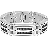 8.5 inch Stainless Steel Cable Link Bracelet –Black Finish, Hypoallergenic and Sturdy