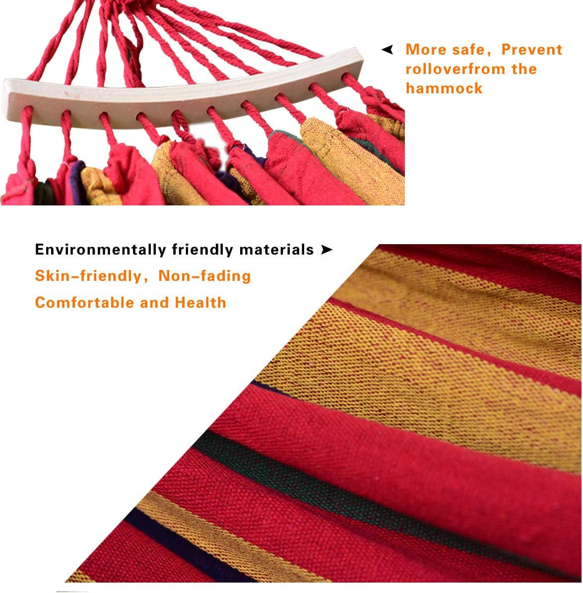 Tintonlife Brazilian Double Hammock 2 Person Canvas Cotton Hammock with Carrying Bag for Patio Porch Garden Backyard Lounging Outdoor/ Indoor Rainbow Stripe Hammock : Garden & Outdoor