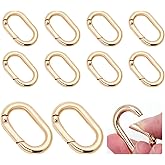 Hordion 10pcs Spring Key Ring Tiny Carabiner Clip, Oval Spring Clasp Connector Snap Hooks Fastener for Bags Purses Keychain Dog Tag Clips