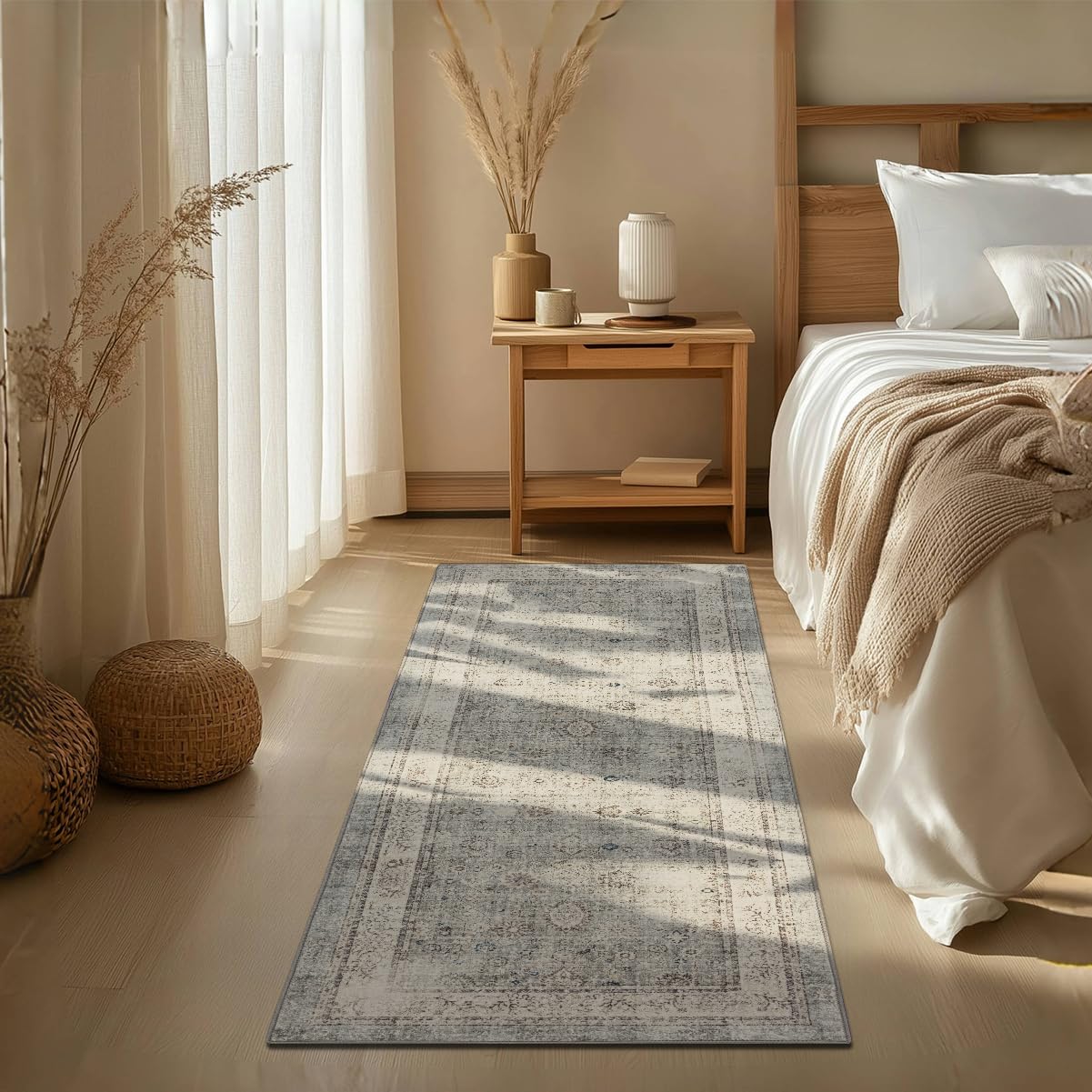 Ruaruarug Area Rug Non Slip Machine Washable Ultra Soft Living Room/Bedroom/Kitchen/Outdoor/Classroom Gray, 2'×6'