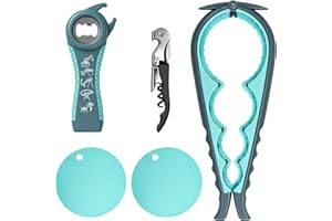 Jar Opener Bottle Opener, 5 PCS Jar Openers with Rubber Jar Gripper Pad Suitable for Weak Hands and Low Strength Seniors