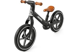 Ridego 14 Inch Balance Bike, Lightweight Training Bicycle with Adjustable Seat, Push Bike with Air Rubber Tires, Durable Fram