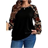SOLY HUX Women's Plus Size Sweatshirt Floral Print Long Sleeve Crew Neck Pullover Tops Fall Clothes