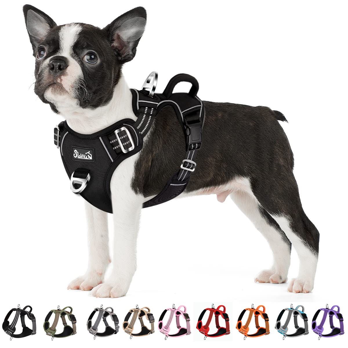 Eyein Dog Harness Medium, Anti Pull Adjustable Heavy Duty Pet Puppy Vest with 2 Clips, Easy Control Escape Proof with Soft Padded Handle Reflective for Outdoor Training Walking, M