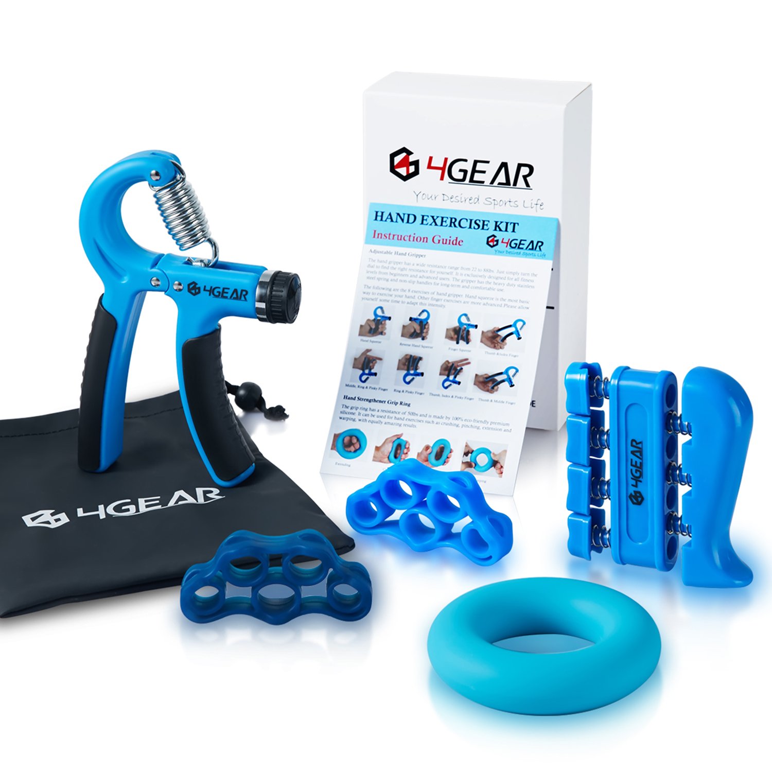 Buy Hand Grip Strengthener Workout Kit 5 Pack 22 88lbs Adjustable Forearm Hand Gripper Finger Stretchers Finger Exerciser Grip Ring Exercise Manual Carrying Bag 3 Years Warranty Online