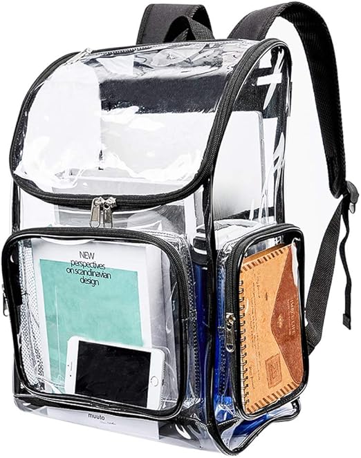 Heavy Duty Clear Backpack Security Transparent PVC Backpack for Work, Security Check Amazon.co