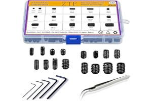 ZTF 530Pcs Metric Set Screw Assortment Kit, M3/4/5/6/8 Grub Screws Internal Hex Drive Set Screws for Bathroom Fixtures, Door Handles knobs, Towel Rack Screws Replacement, 12.9 Grade Alloy Steel