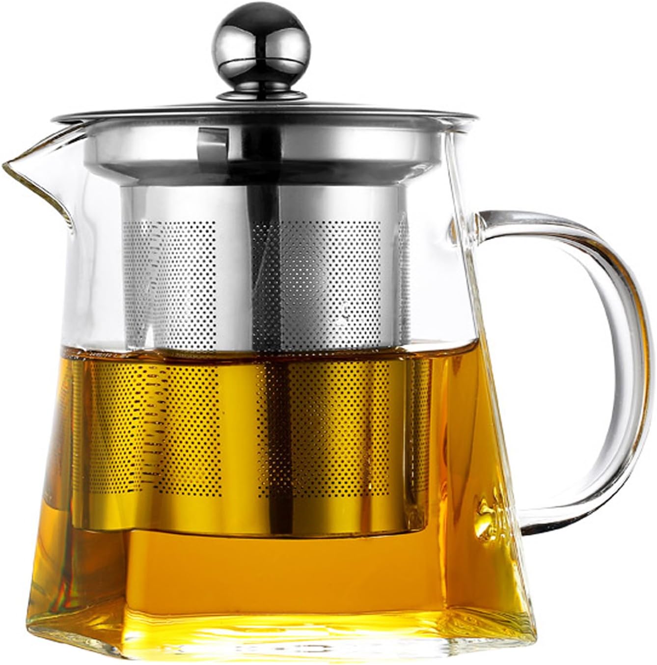 Tea Pots with Infuser, 750ml Clear Glass Sqaure Teapot High Temperature
