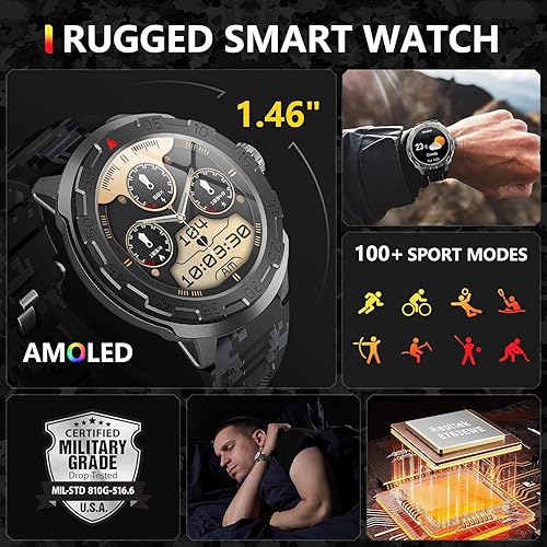 Smart Watch for Android iOS, Bluetooth Call, 100+ Sports Modes