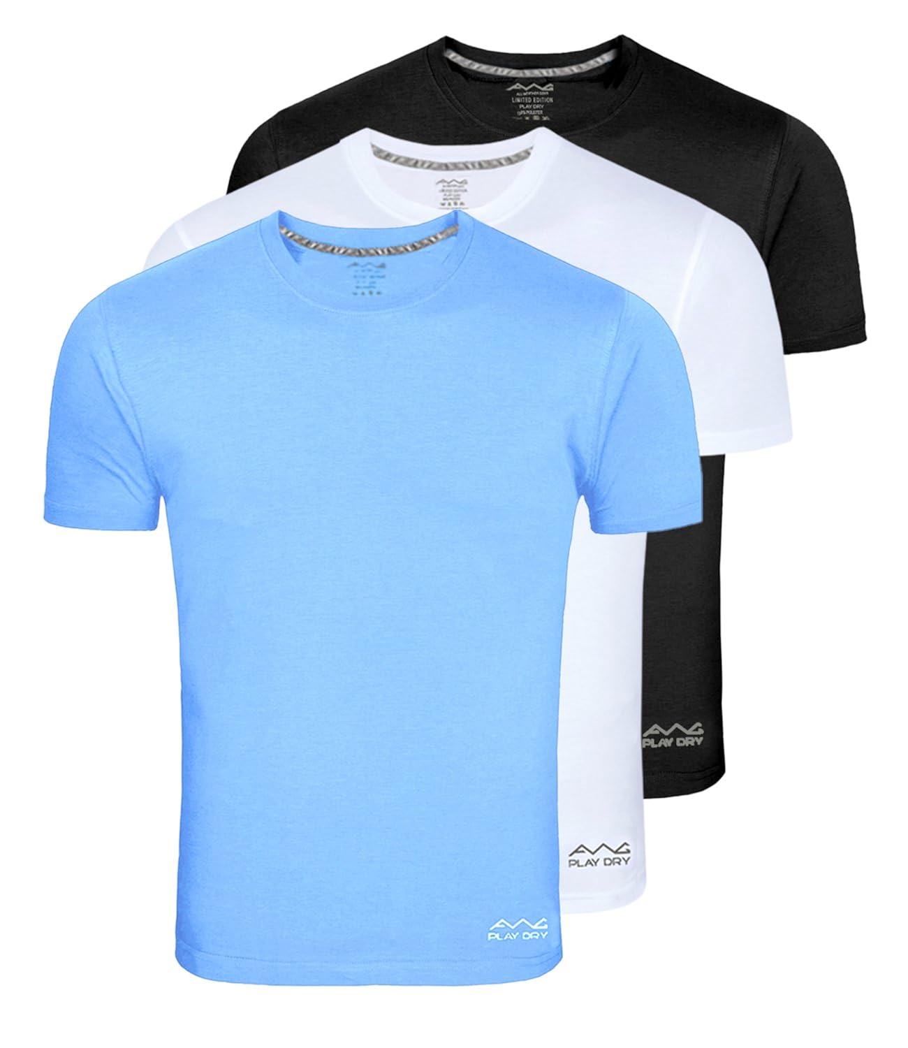 awg - all weather gear men's dryfit polyester round neck half sleeve t-shirts (multicolour,ss18_awgdft-bl-sbu-wh)-set of 3