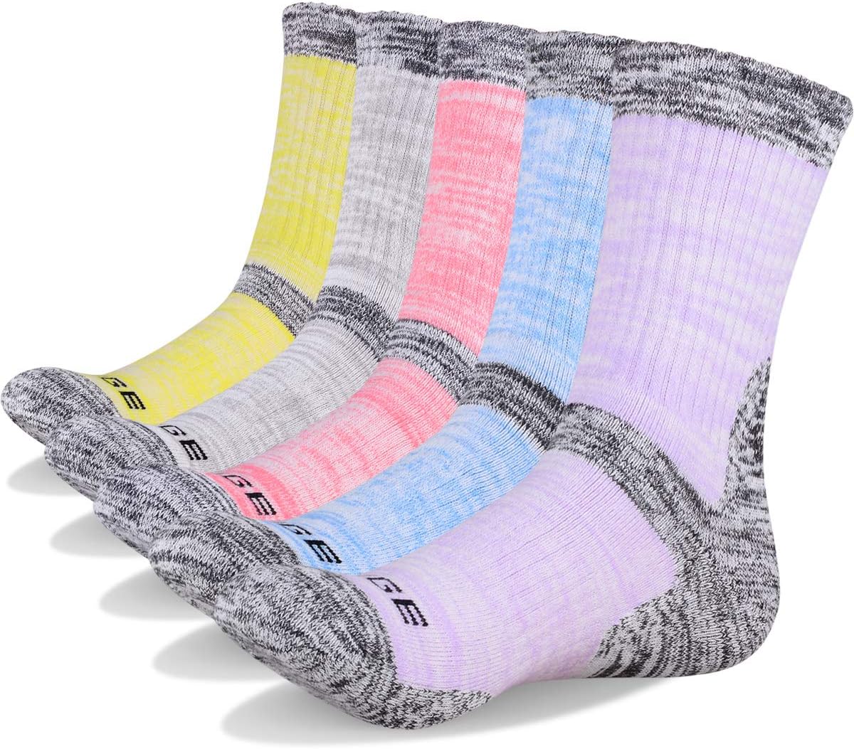 YUEDGE Women's Wicking Cushion Crew Multi Performance Outdoor Hiking Socks