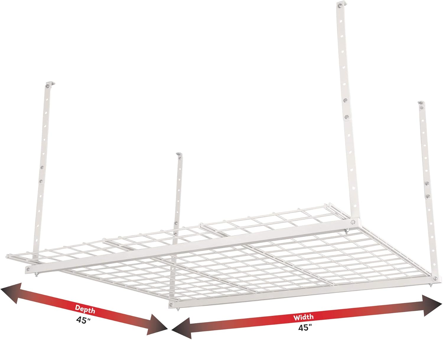 HyLoft 00540 45-Inch by 45-Inch Overhead Storage System, Ceiling Mount Garage Organization Rack, White - Ceiling Mounted General Purpose Storage Racks - 