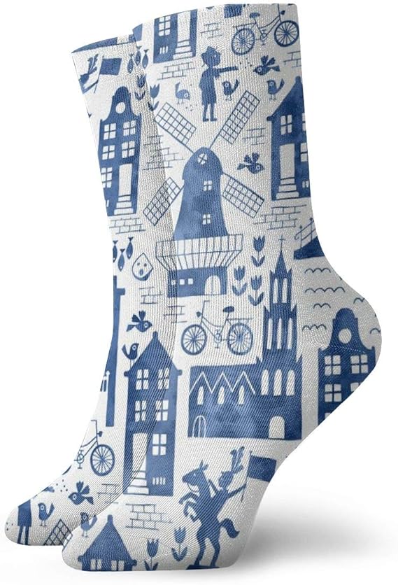 Amazon ソックス レディース オランダ王国デルフトブルーの水彩絵の具 大 13 100 コットン滑り止め男性用女性 セット 23 25ｃｍ 服 ファッション小物 通販
